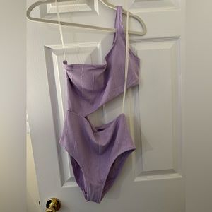 Aerie Cut Out One Piece Swim Suit - Light Purple